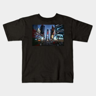 The lights of Times Square at twilight, NYC Kids T-Shirt